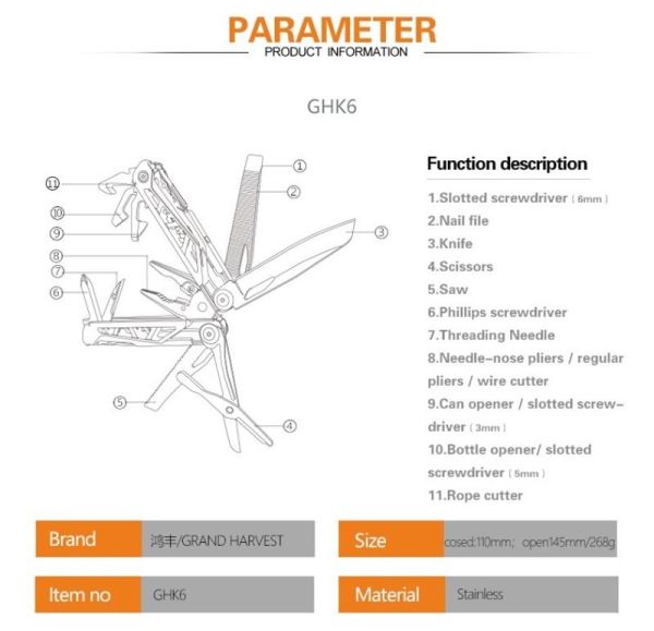 Grand Harvest GHK6 Christmas Multi Tool