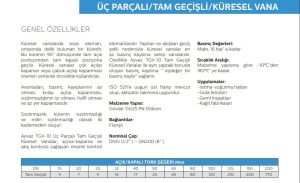 Ayvaz Küresel Vana / Tam Geçişli / Üç Parçalı DN50