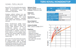 DN20 8,5 BAR  FLANŞLI  TERS KOVALI KONDESTOP