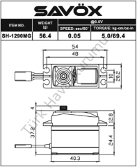 Savox SH-1290MG Digital Metal Dişli ''Ultra Hızlı'' Kuyruk Servo