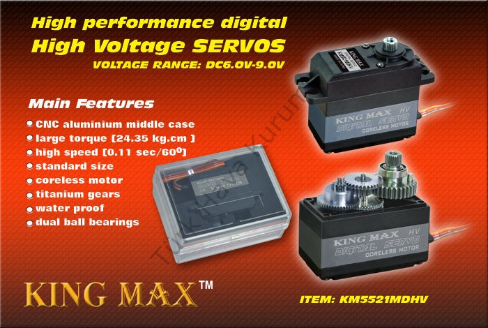 Kingmax KM5521MDHV Waterproof 24.35Kg 63.5 gr Titanyum Servo HV
