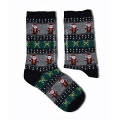 Noel Baba Ve Şekerleme Desenli Çizgili Çorap - CS020
