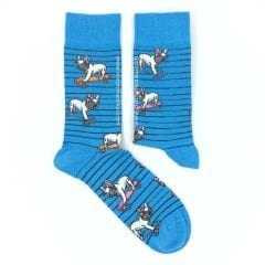 Kay-Kay'lı Köpek Desenli Mavi Renkli Çorap