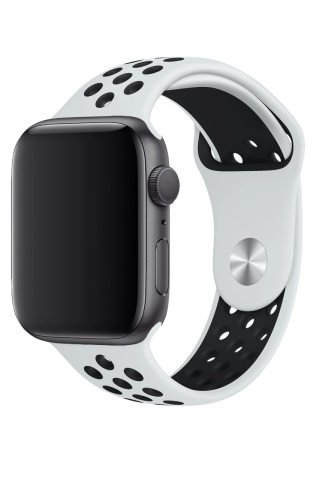 Apple Watch Uyumlu Delikli Silikon Kordon Beyaz Siyah