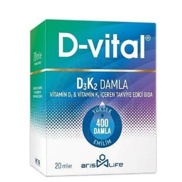 D Vital D3 K2 Vitamin D3 ve Vitamin K2 Damla