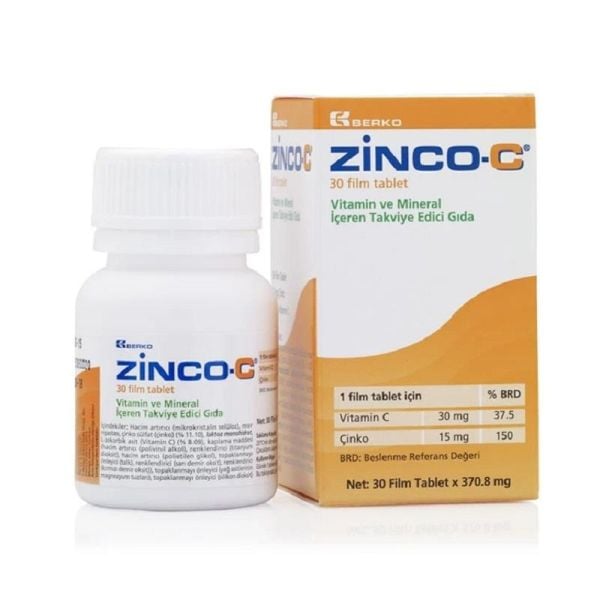 Zinco-C Tablet C Vitamini ve Çinko Minerali İçeren 30 Tablet