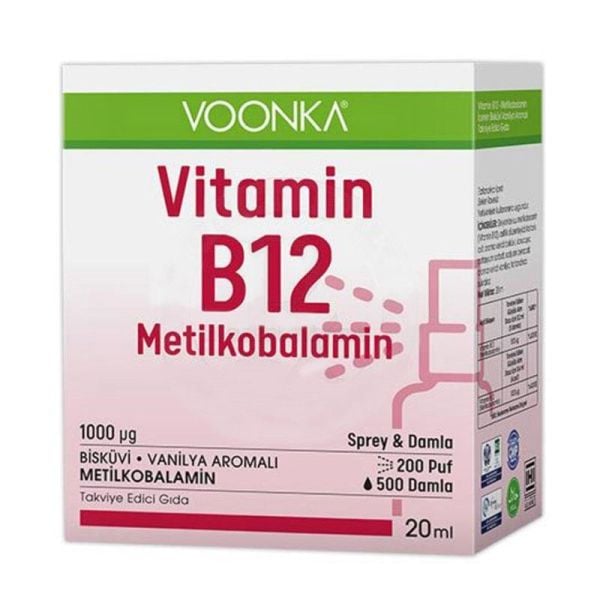 Voonka B12 Metilkobalamın Sprey & Damla 20 ml