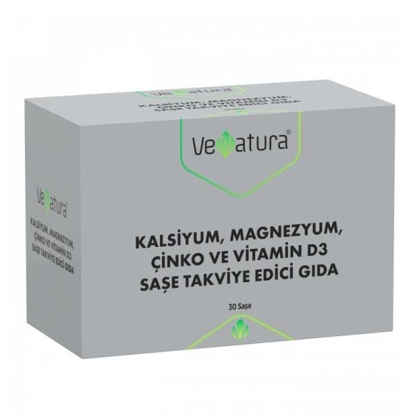 Venatura Kalsiyum, Magnezyum, Çinko ve Vitamin D3 Takviye Edici Gıda 30 Saşe