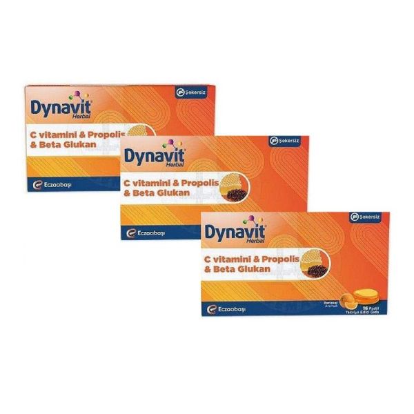 Dynavit Herbal Vitamin C & Propolis & Betaglukan 16 Pastil 3'lü