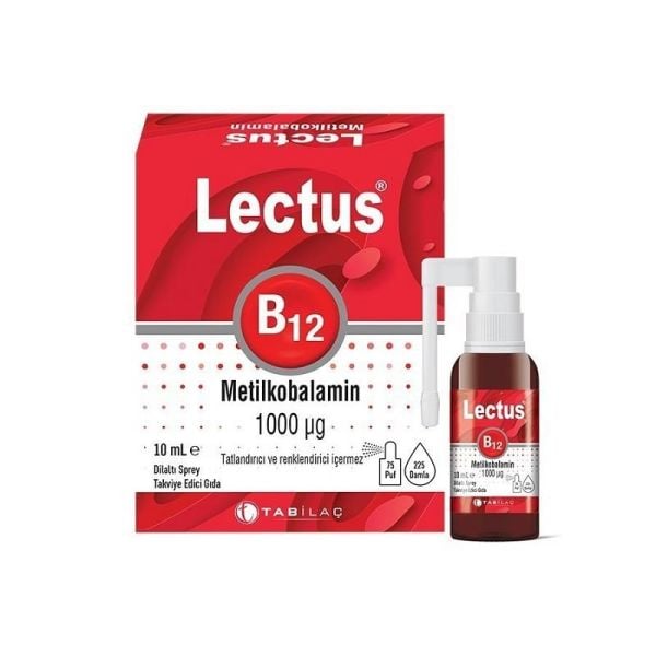 Lectus B12 Metilkobalamin Dilaltı Sprey 1000 mcg 10 ml'lik şişe