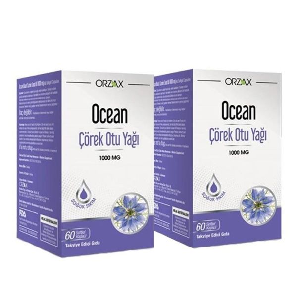 Orzax Ocean Çörek Otu Yağı 1000 mg 60 Kapsül 1+1