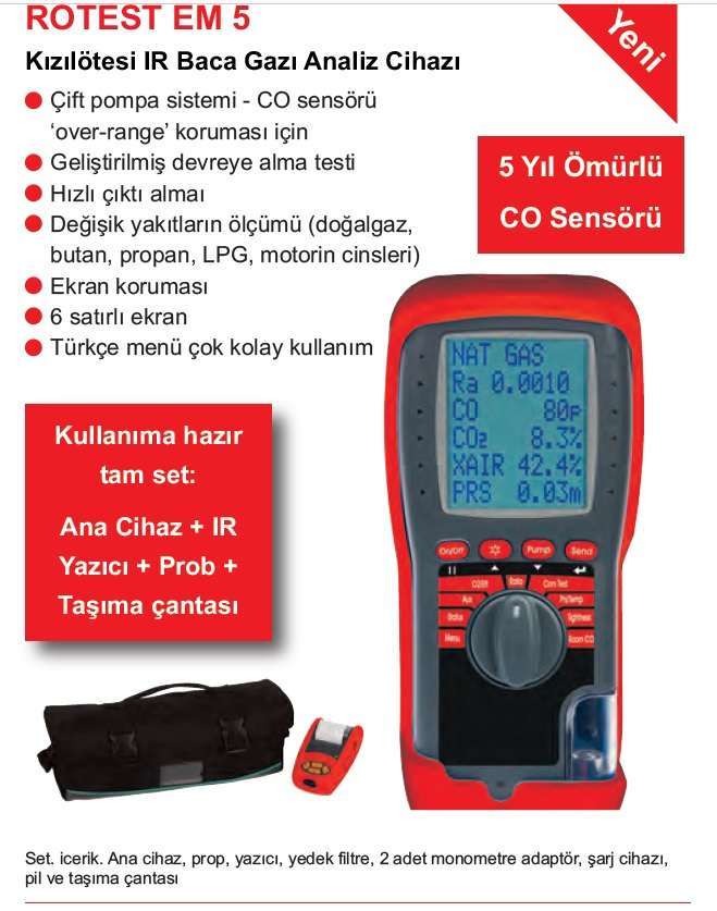 ROTEST EM7  Baca gazı analiz cihazı