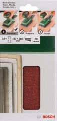 Bosch - Titreşimli Zımpara Kağıdı 10'lu, 93 x 185 mm 40 Kum 8 Delik