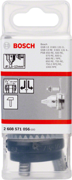 Bosch - 1/2''-20 - 1,5-13 mm Anahtarlı Mandren