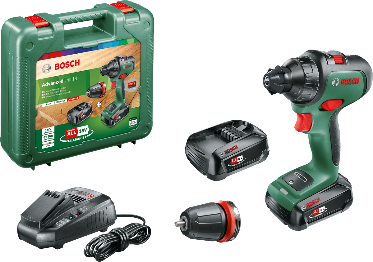 Bosch AdvancedDrill 18 Tek Akülü Delme Vidalama Makinesi 18V (1 x 2,5 Ah) + Şarj Cihazı AL 1830 CV