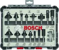 Bosch - Profesyonel 15 Parça Karışık Freze Ucu Seti 8 mm Şaftlı