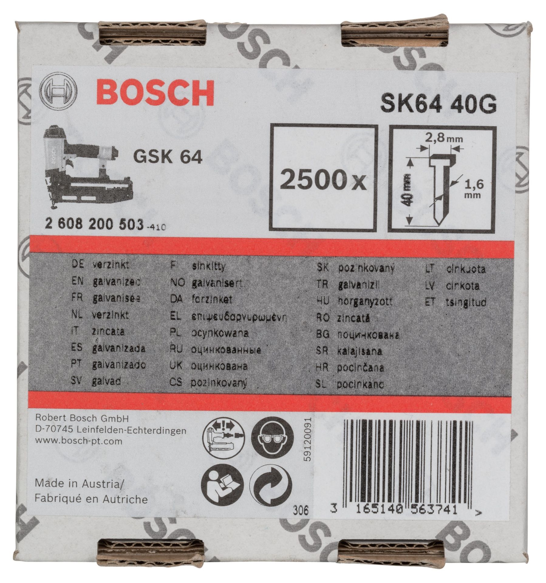 Bosch - GSK 64 Çivisi 40 mm 2500li Galvanizli