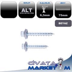 6,3x75 ALT SİVRİ UÇLU BETON VİDA BYZ