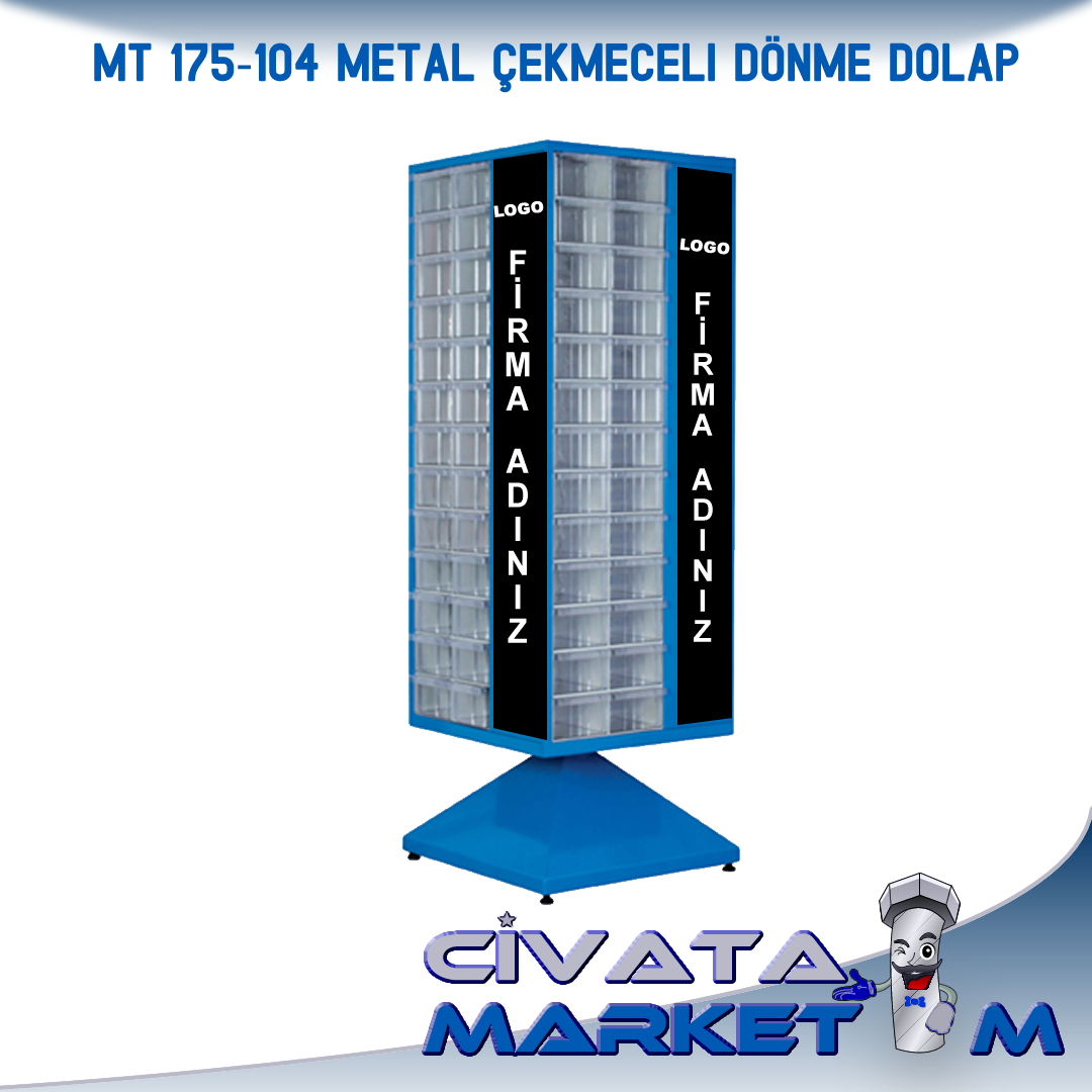 MT 175-104 METAL ÇEKMECELİ DÖNME DOLAP