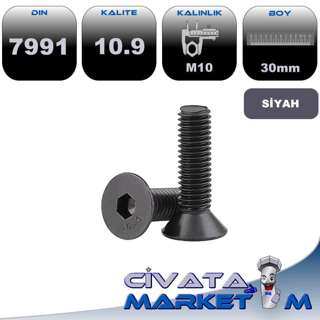 M10*30 HAVŞA BAŞ İMBUS 10,9 SİYAH