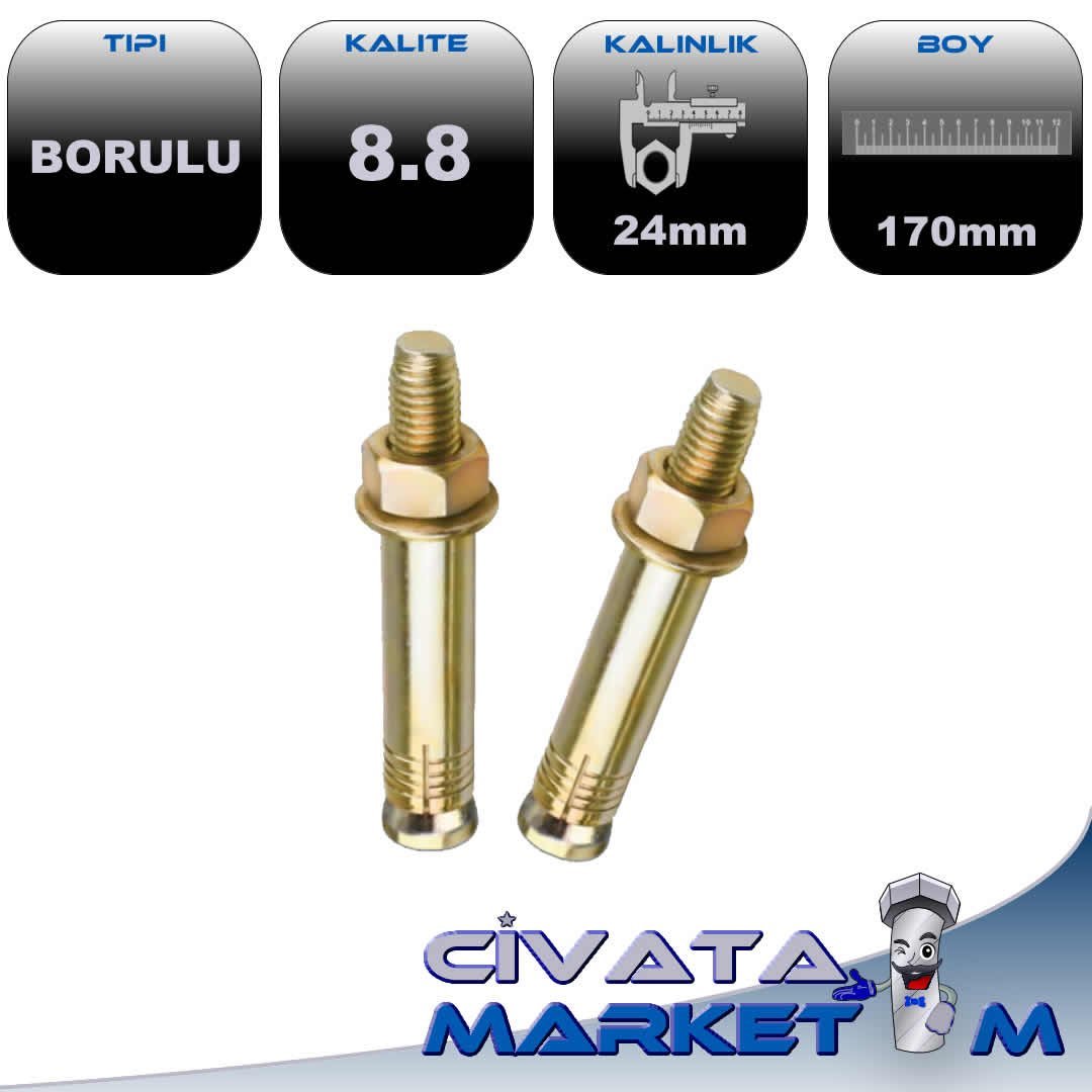 M24*170 BORULU ÇELİK DÜBEL