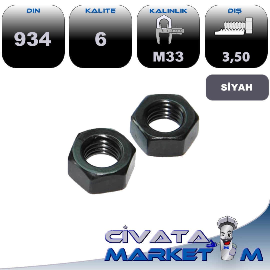 M33 ALTI KÖŞE SOMUN DIN 934 CL.6