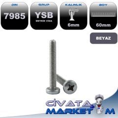 M6x60 YSB METRİK VİDA DIN7985 BYZ