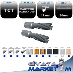 TCT ELMAS MANYETİK MATKAP UCU  41.0 X 30 mm