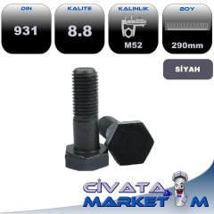 M52*290 ANAHTAR BAŞ YARIM DİŞ CİVATA 8,8 SİYAH