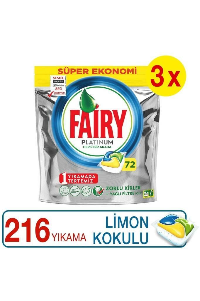 Fairy Platinum 216 Yıkama Bulaşık Makinesi Deterjanı Kapsülü Limon Kokulu