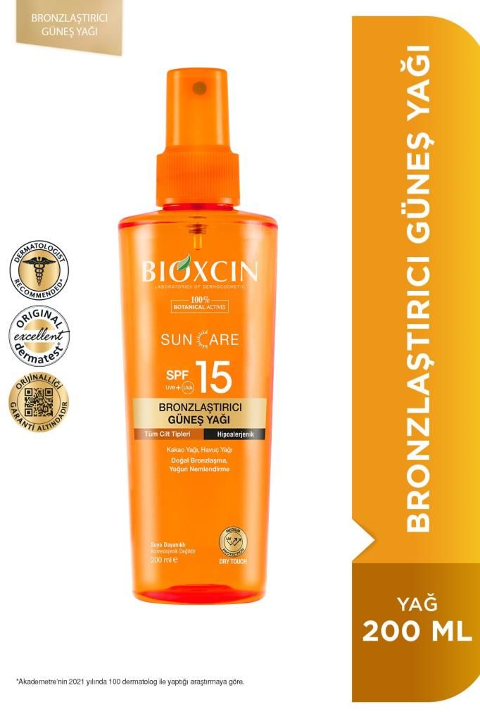 Bioxcin Sun Care Bronzlaştırıcı Yağ 200 ml 15 Spf+