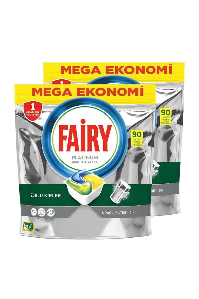 Fairy Platinum 180'li  Bulaşık Makinesi Deterjanı Tablet Limon Kokulu 90x2