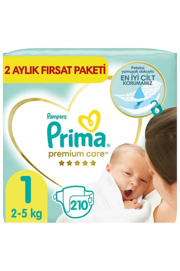 Prima Bebek Bezi Premium Care 1 Beden 210 Adet Yenidoğan Aylık Fırsat Paketi