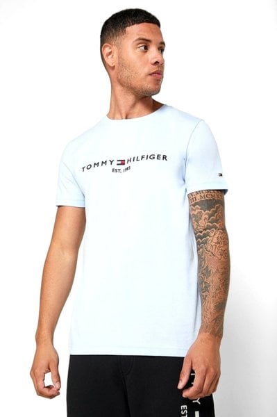 Tommy Hilfiger Erkek Beyaz Logo Tee T-shirt