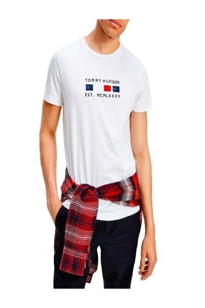 Tommy Hilfiger T-shirt Four Flags Bianco Regular Fit MW0MW20162