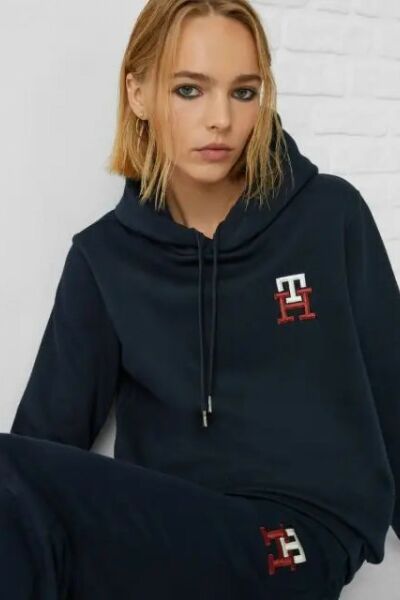 Tommy Hilfiger MONOGRAM HOODIE DESERT SKY BAYAN SWEATSHİT