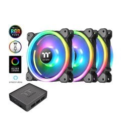 Thermaltake Riing Trio 12 LED RGB Radiator Fan TT Premium Edition 3x120mm RGB Led'li, Fan kontrollü, Kasa&Radyatör Fanı