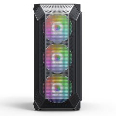 PowerBoost VK-P1882B 650W ATX USB 3.0 Mesh Sabit Rainbow Aydınlatmalı Mid. Tower Kasa