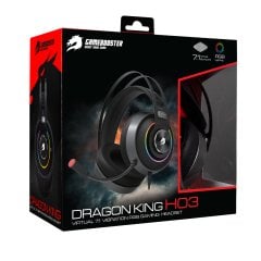 GameBooster Dragon King  H03 Running RGB LED Titreşimli Mikrofonlu 7.1 Siyah Oyuncu Kulaklığı