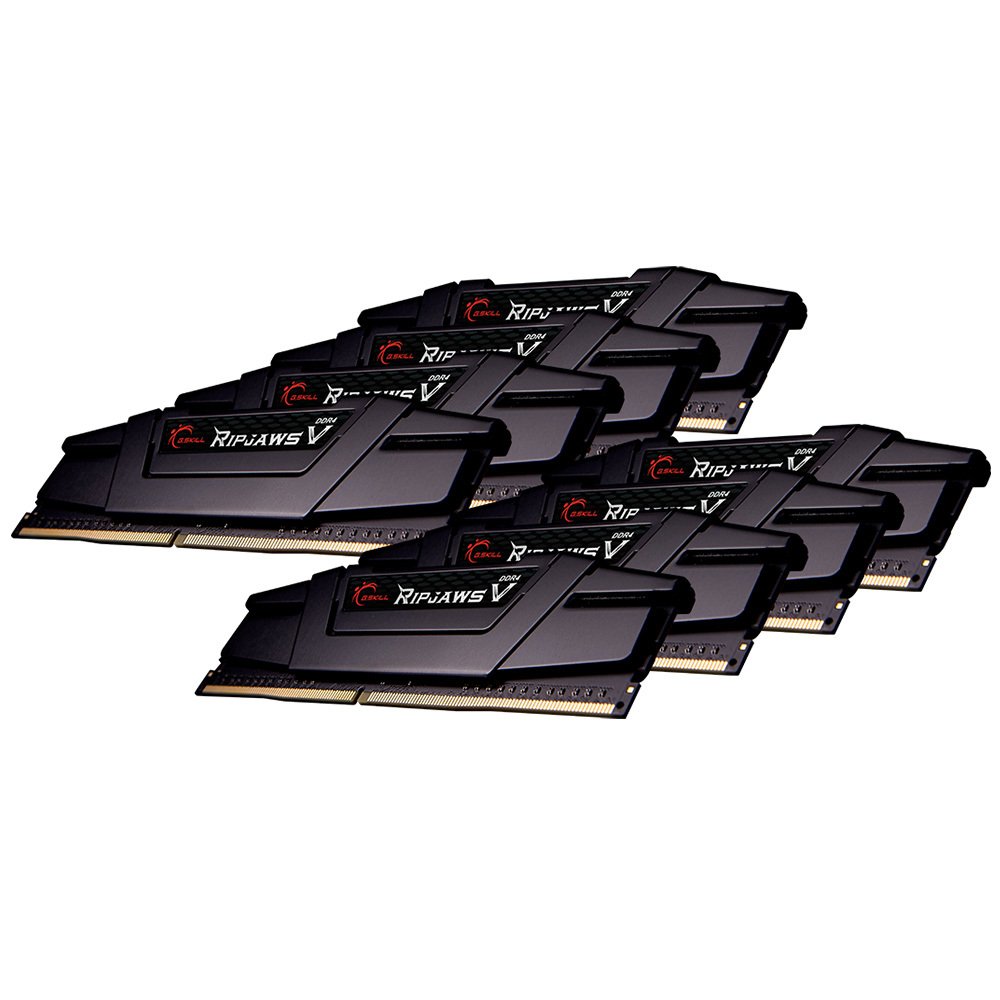 GSKILL RipjawsV Siyah DDR4-3200Mhz CL16 256GB (8X32GB) QUAD2 (16-18-18-38) 1,35V Bellek kiti