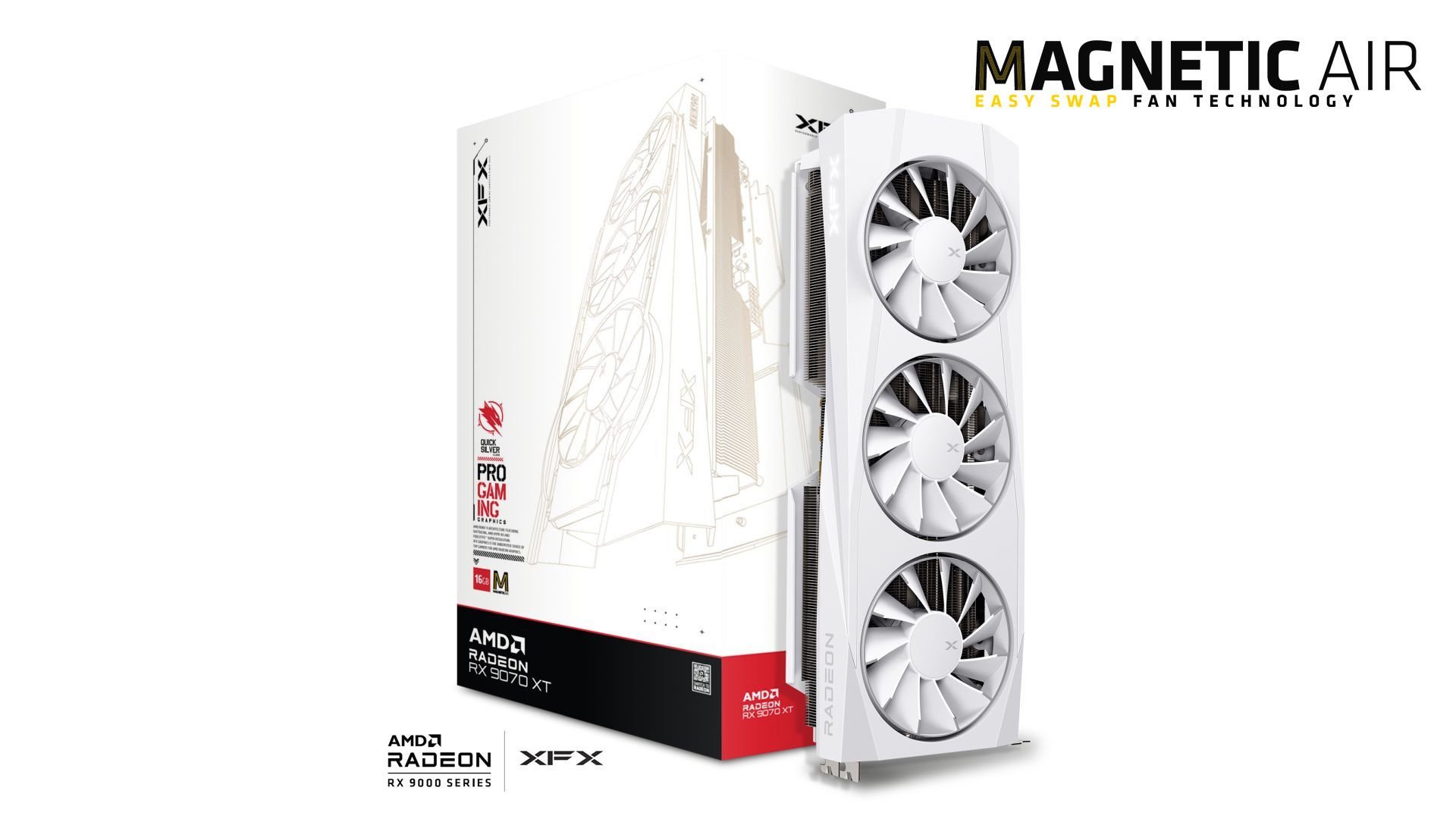 XFX QUICKSILVER RADEON RX 9070 XT MAGNETIC AIR WHITE 16GB GDDR6 256Bit AMD Ekran Kartı