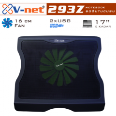 V-NET VNC-293Z NOTEBOOK SOĞUTUCUSU 16cm Blue LED fan, 2xUSB Port
