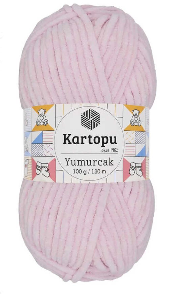 KARTOPU YUMURCAK KADİFE İP TOZ PEMBE K1562