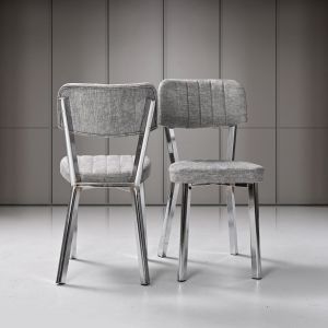 Gaye Beyaz Mermer Masa & Ceyda Krom Sandalye Takımı HDR1267