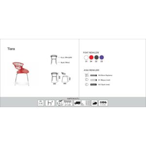 Tiara Kırmızı - Beyaz Kollu Mutfak Sandalye PPT1363