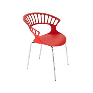 Tiara Kırmızı - Krom Kaplama Kollu Mutfak Sandalye PPT1370