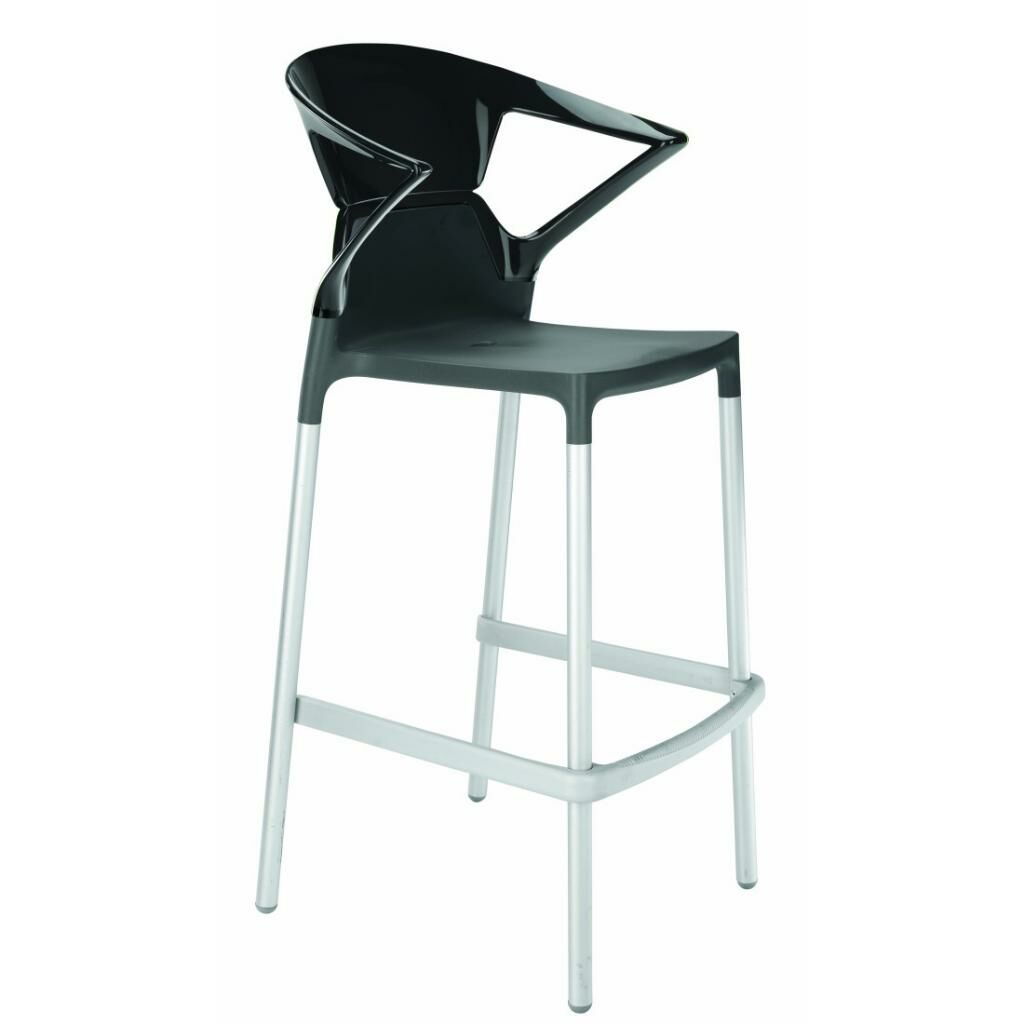Ego-K Bar Solid Siyah - Antrasit Alüminyum Ayaklı Kollu Bar Sandalyesi PPT1466