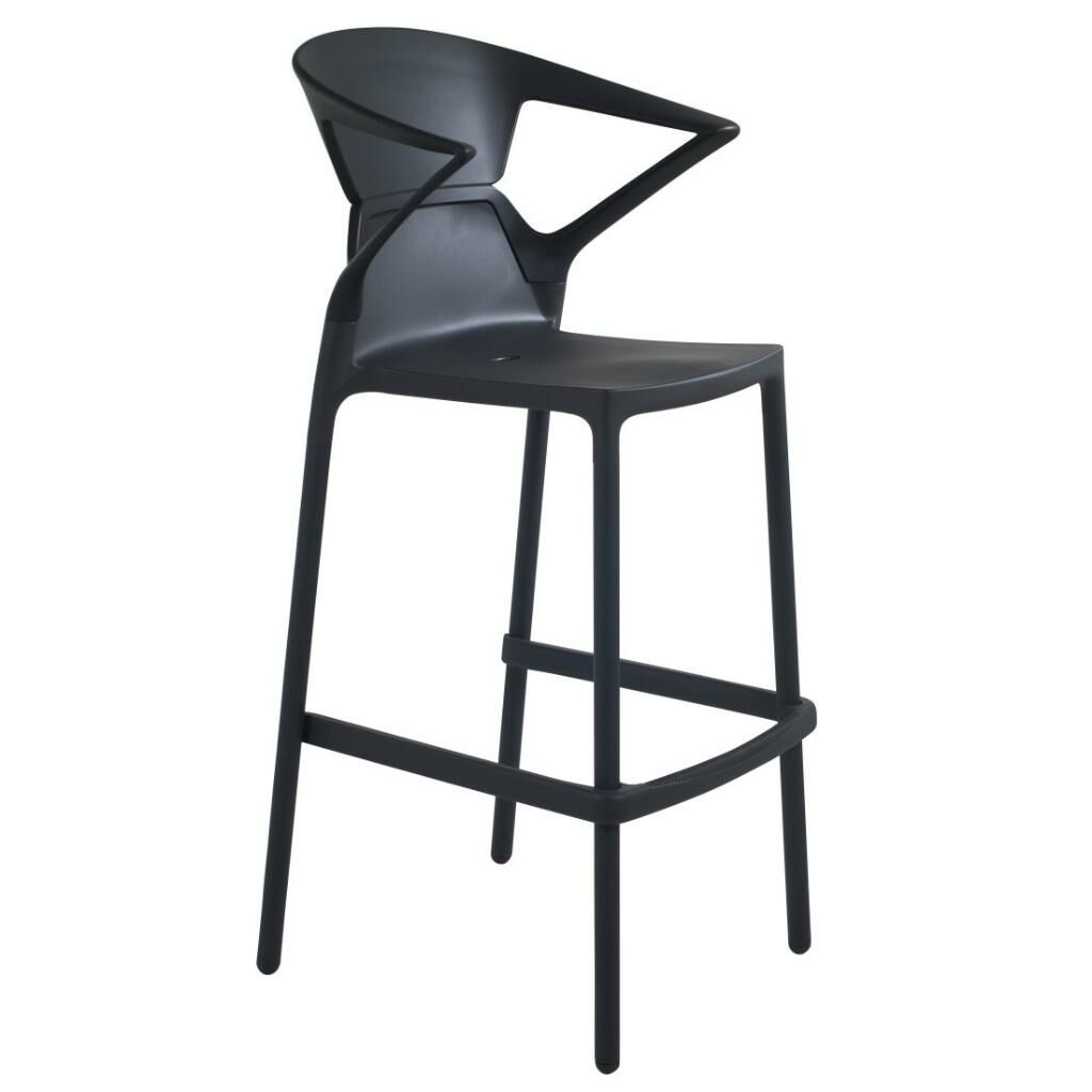 Ego-K Bar Siyah & Solid Siyah - Siyah Boyalı Ayaklı Kollu Bar Sandalyesi PPT1474