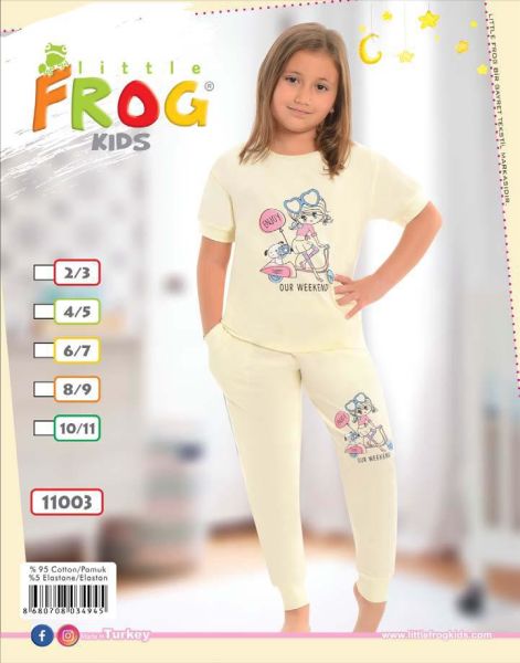 FROG 11003 KIZ ÇOCUK KISA KOL PİJAMA TAKIM 3-11 YŞ