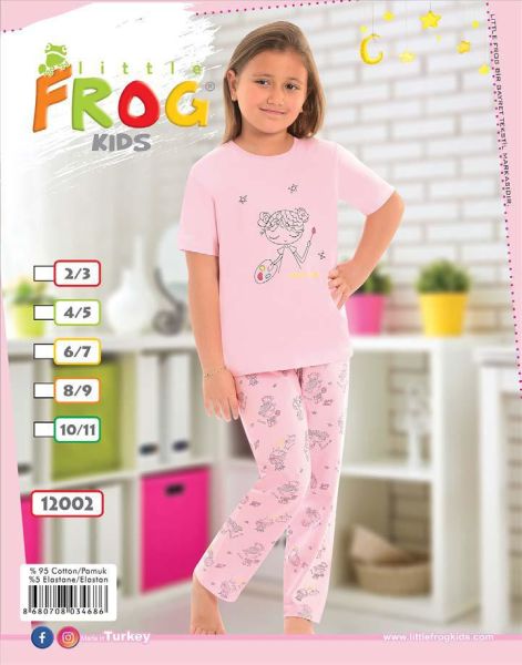 FROG 12002 KIZ ÇOCUK KISA KOL PİJAMA TAKIM 3-11 YŞ